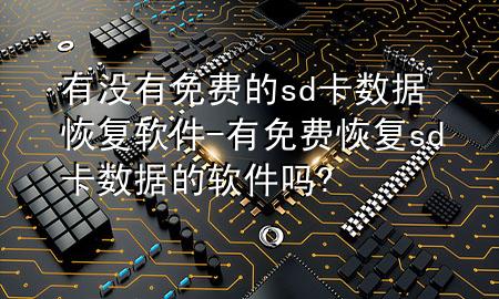 有没有免费的sd卡数据恢复软件-有免费恢复sd卡数据的软件吗?