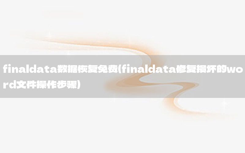 finaldata数据恢复免费（finaldata修复损坏的word文件操作步骤）