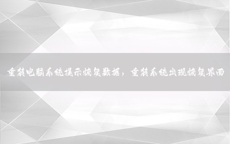 重装电脑系统提示恢复数据，重装系统出现恢复界面