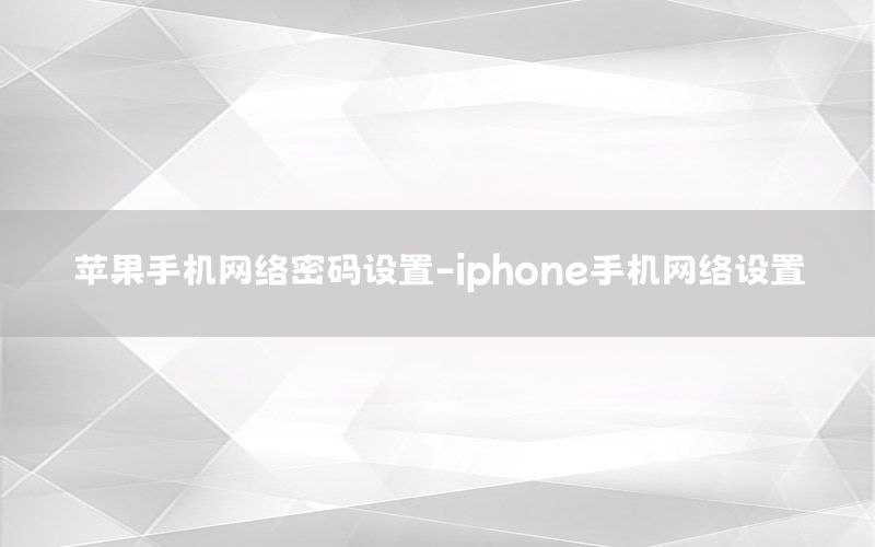 苹果手机网络密码设置-iphone手机网络设置