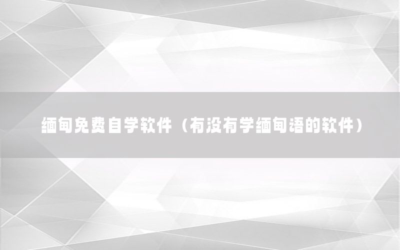 缅甸免费自学软件（有没有学缅甸语的软件）