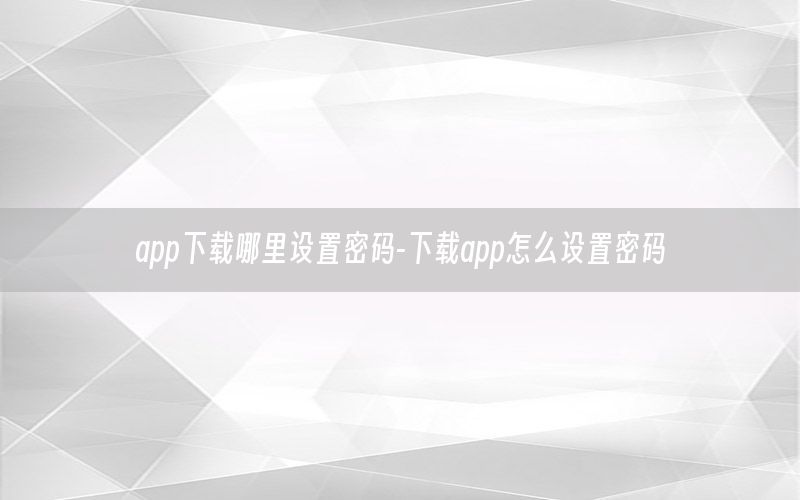 app下载哪里设置密码-下载app怎么设置密码