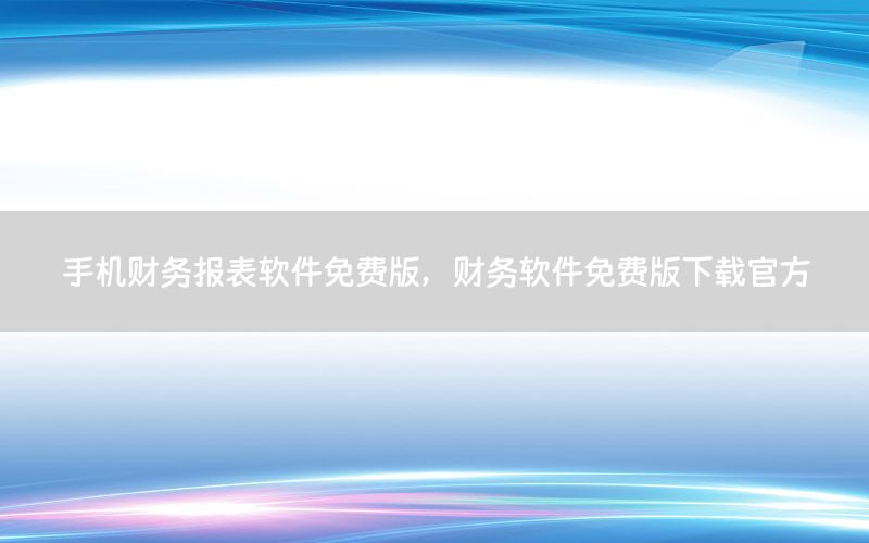 手机财务报表软件免费版，财务软件免费版下载官方